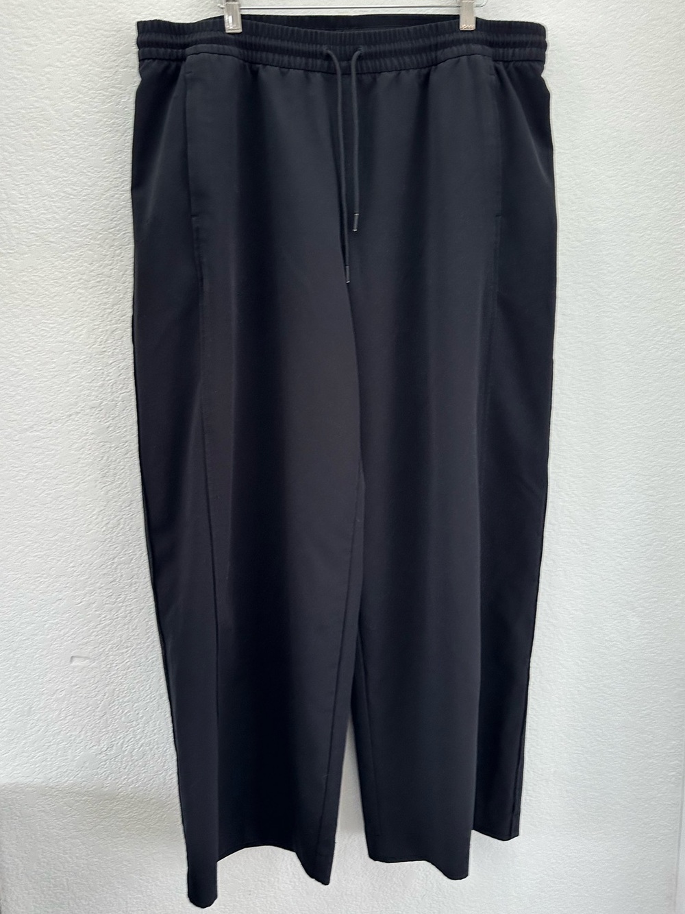 Athleta Black Wide Leg Pants XL Elastic Waist Drawstring Zip Pockets Hiking